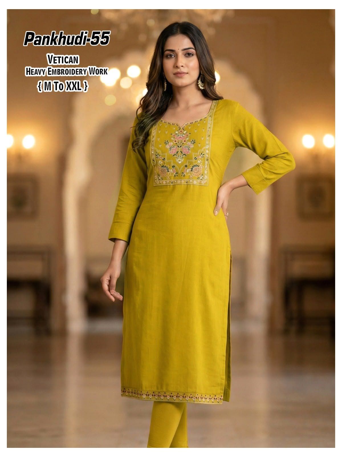 Women's Ethnic Wear Vetican Straight Kurti Pankhudi- 55