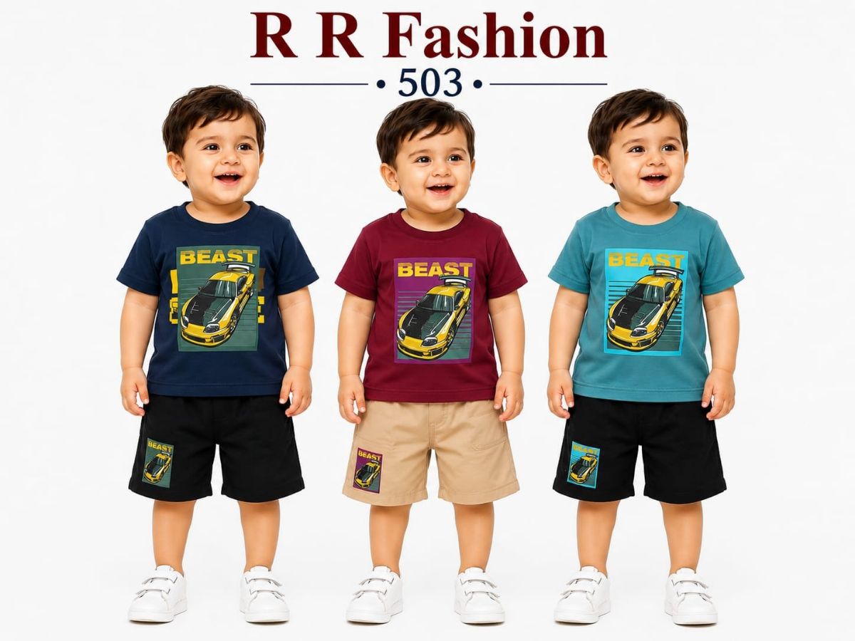 R R FASHION- Kids T-shirt & nikker Clothing Set- 503