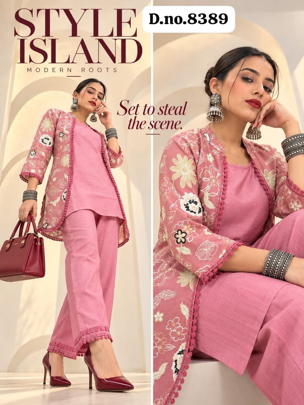 Women's Ethnic Wear Kurta Bottom Set With Separate inner Lace Work D No-8389