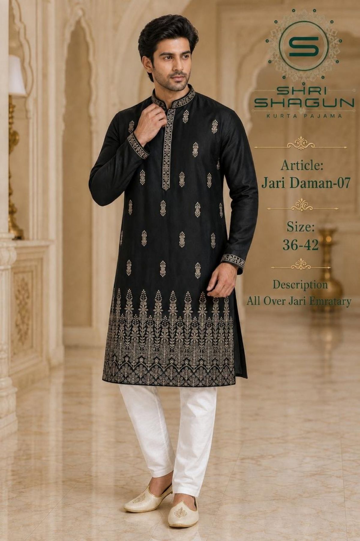 Shri Shagun Jari Daman Kurta Pajama Set-07