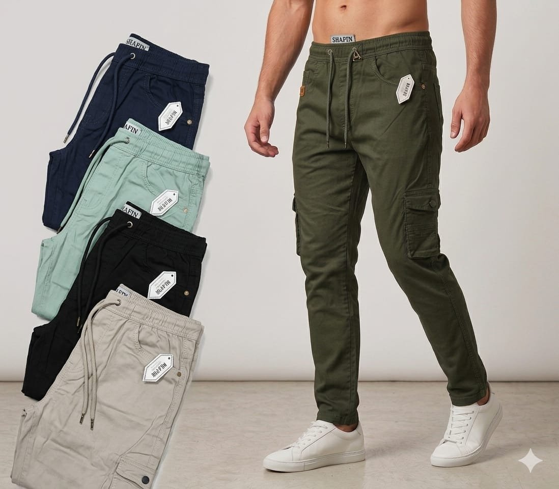 Shafin Men's Without Elastic Cotton Cargo Pants