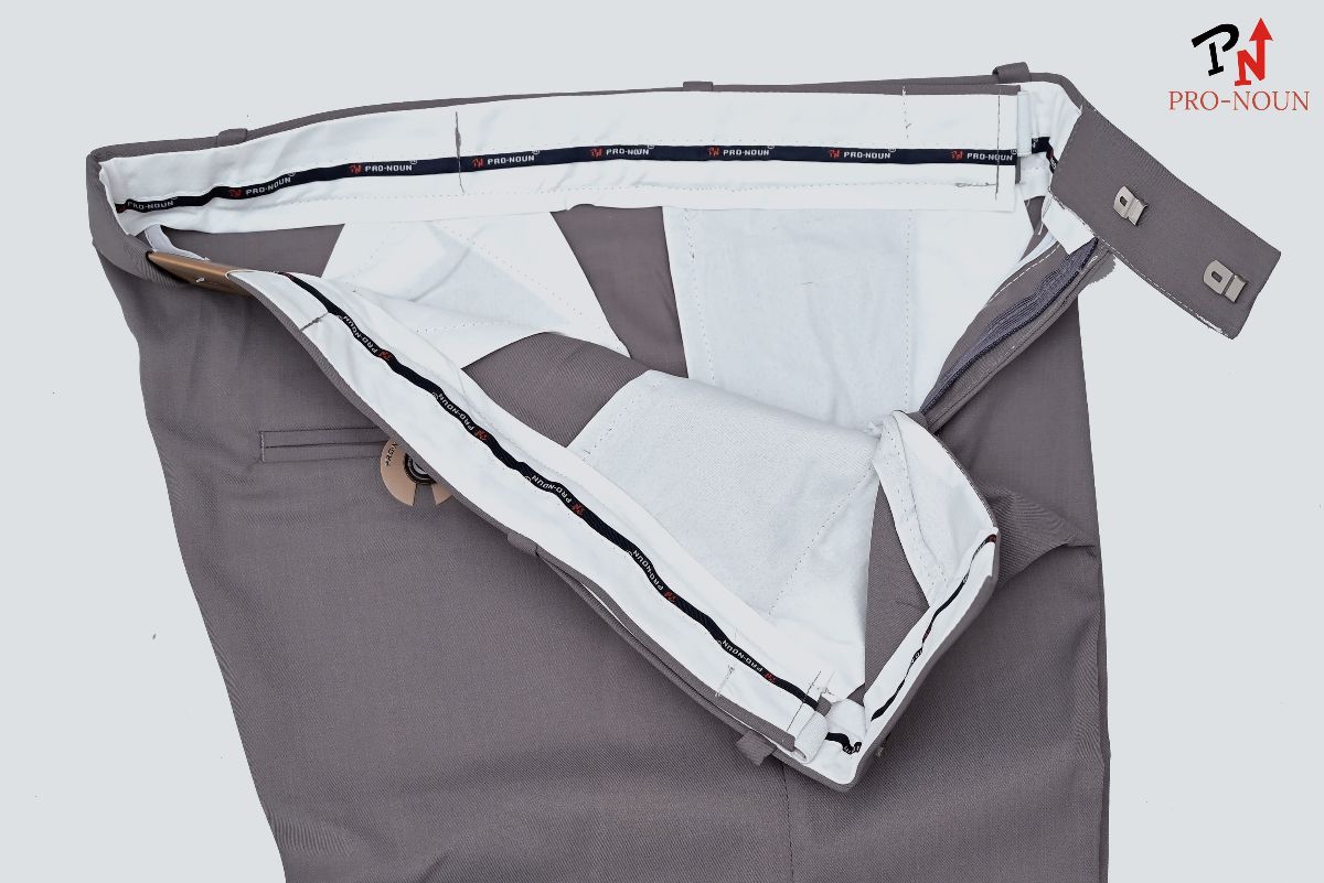 Pro-Noun Men's Men's Formal Trouser Pants With Adjustable belt D No- Signature 292-8 (28-32)- Grey