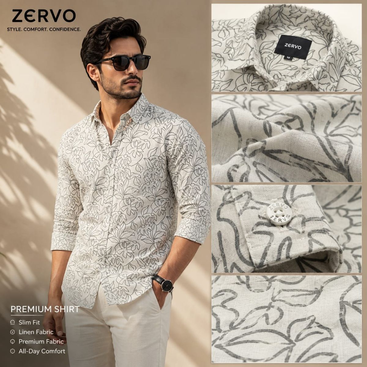 Zervo Men's Linen Printed Shirts