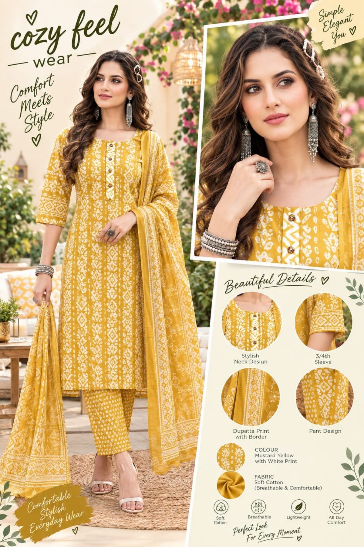Women's Cotton 3 Pcs Set