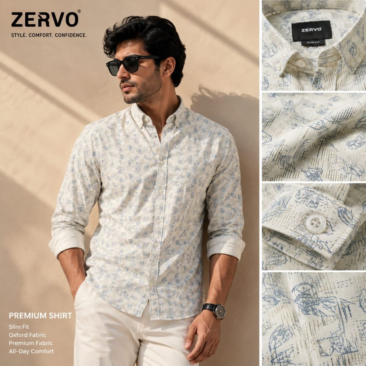 Zervo Men's Cotton Oxford Printed Shirts