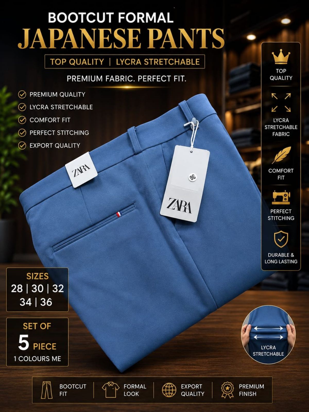 Updry Men's Bootcut Japanese Pants