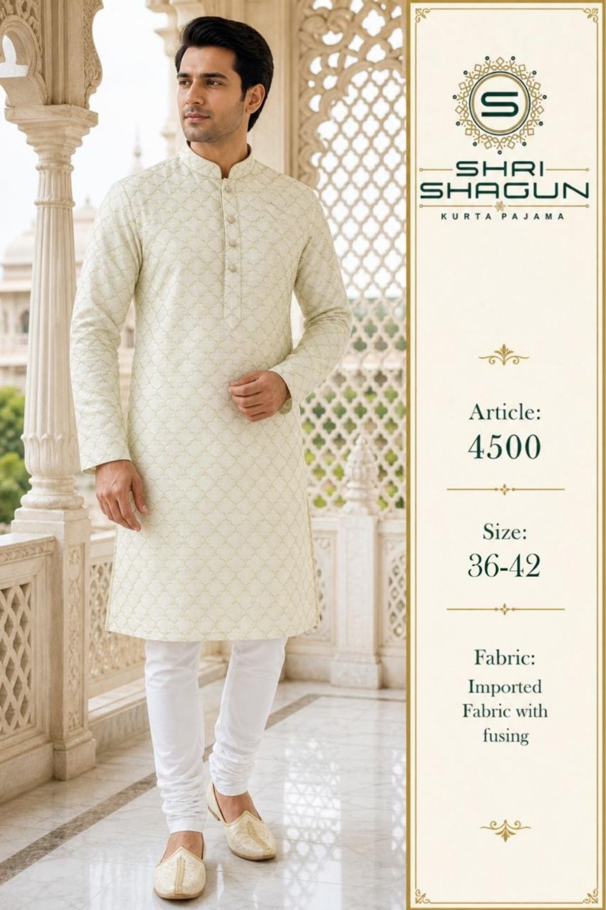 Shri Shagun Imported Fabric Kurta Pajama Set-4500