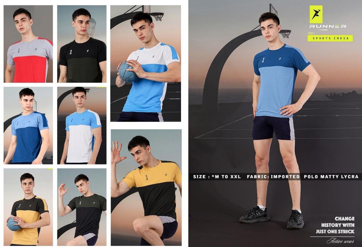 RUNNER Men's Round Neck Half Sleeve T-shirts Set D No- 394