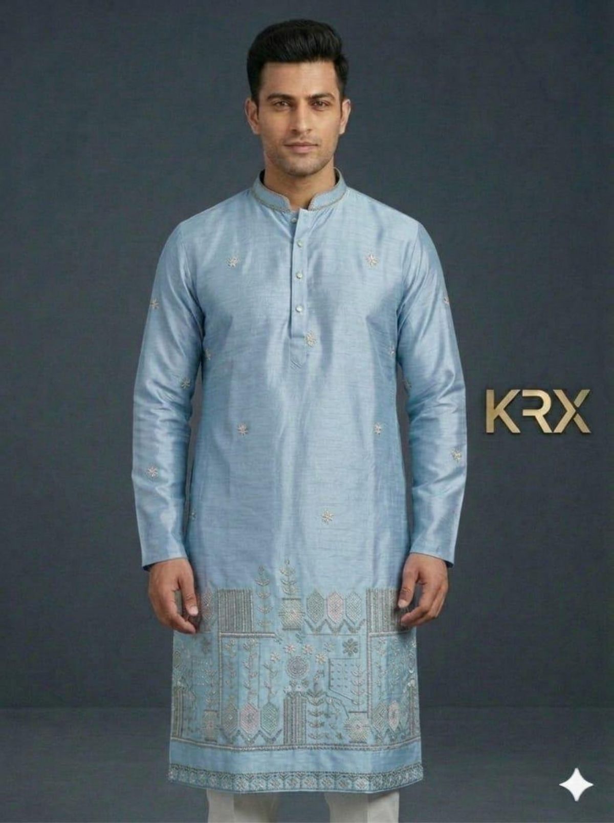 KRX Men's Designer Silk Kurta Pajama Set
