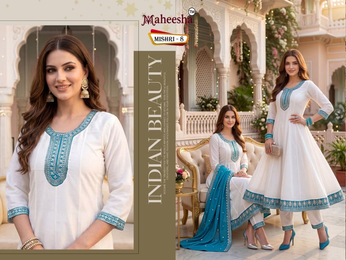 Rani Vastram Women's Ethnic Wear Suit & Bottom Set with Dupatta- Mishri 8