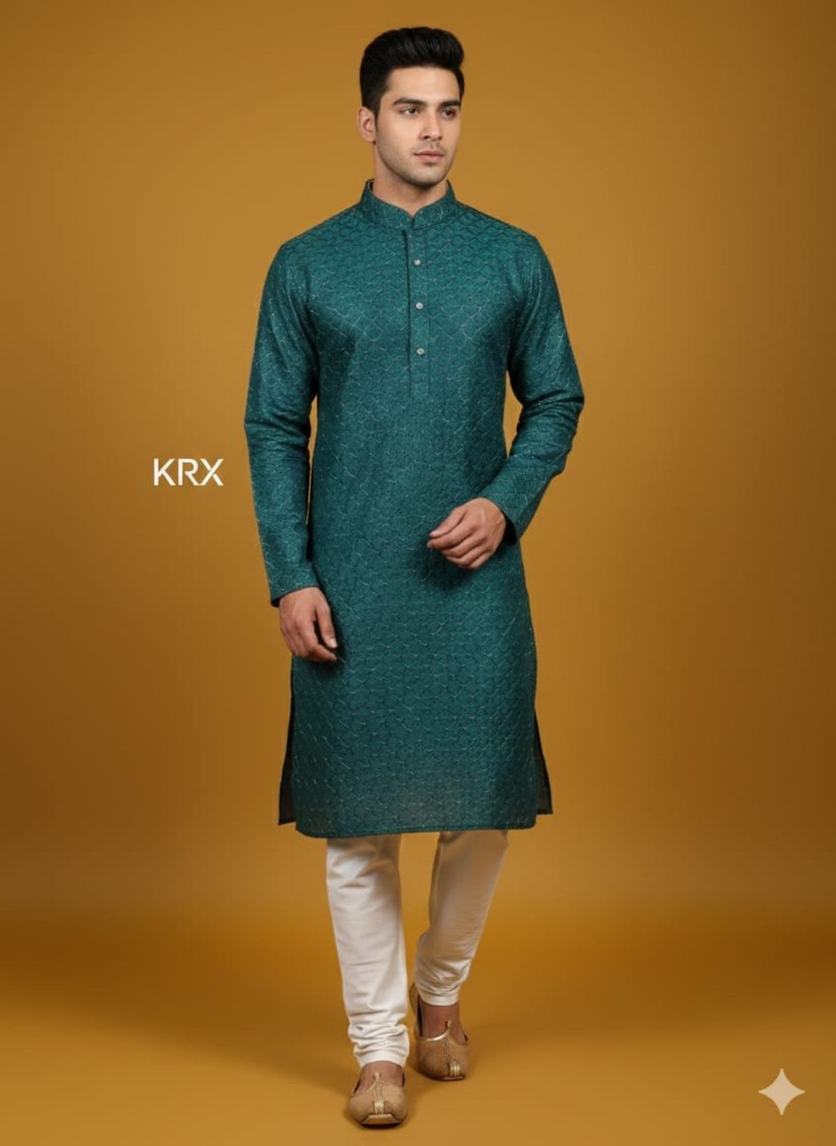 KRX Men's Designer W Printed Poly Viscose Kurta Pajama Set