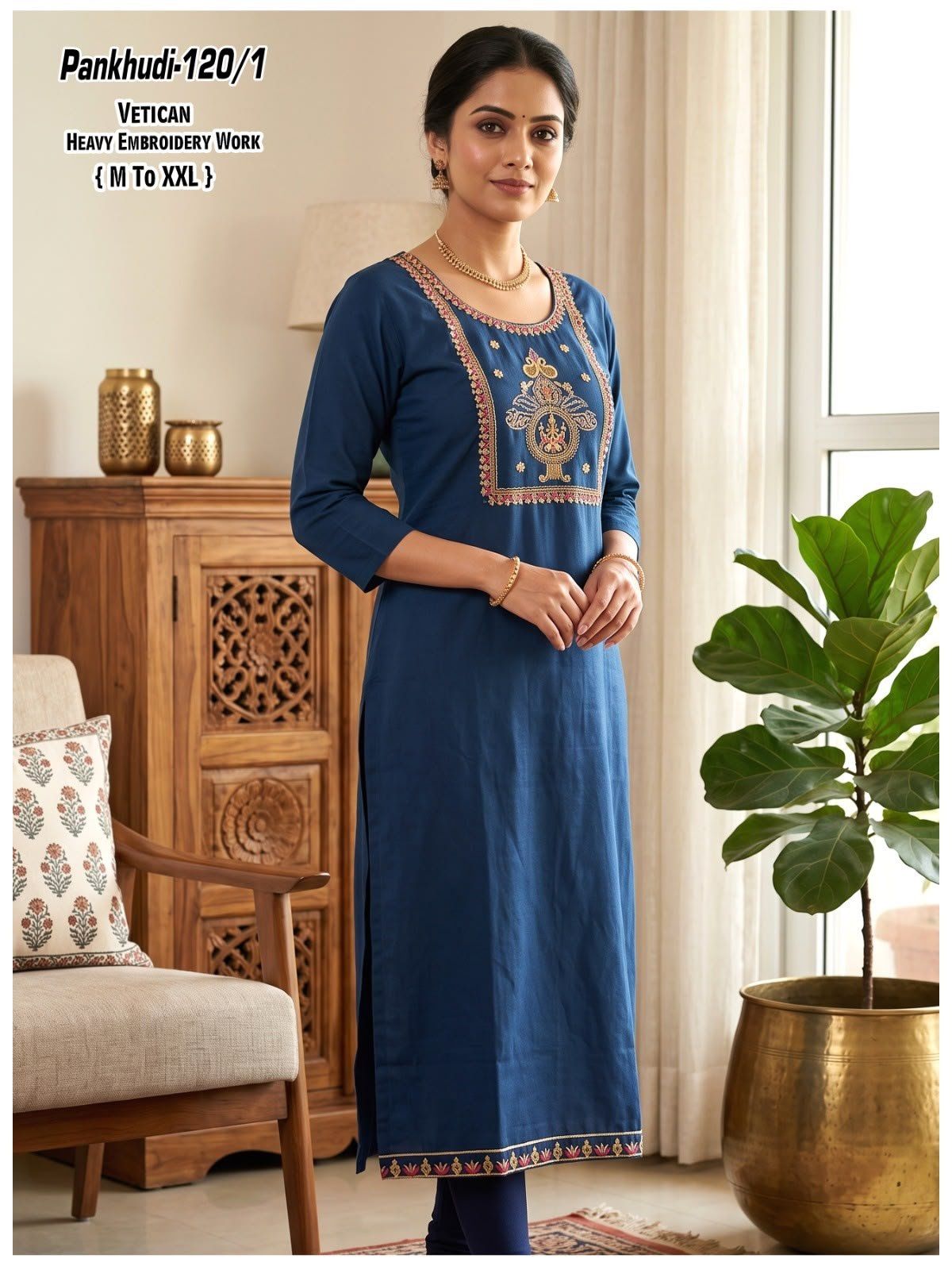 Women's Ethnic Wear Vetican Straight Kurti Pankhudi- 120/1