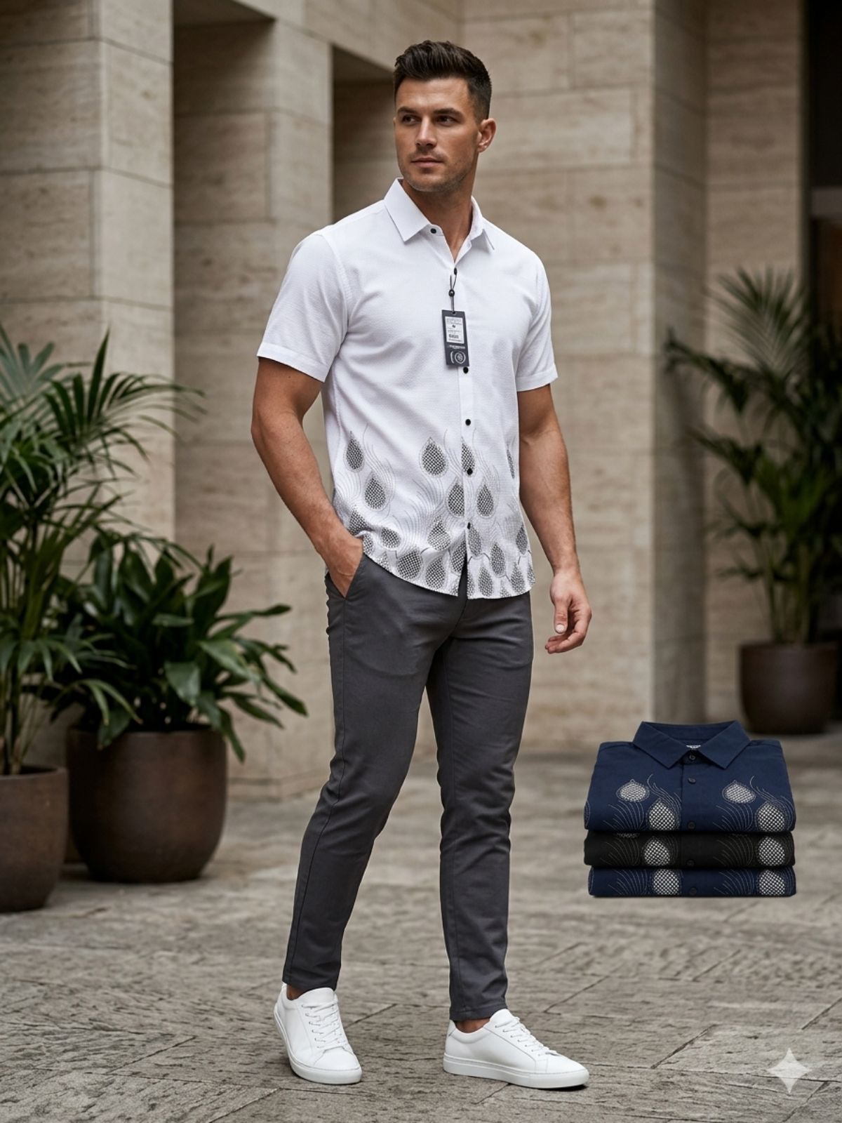 Octoplus Premium Embroidery Prints Shirt For Men