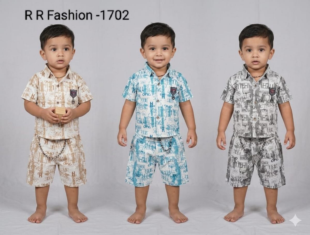 R R FASHION- Kids shirt & nikker Clothing Set- 1702