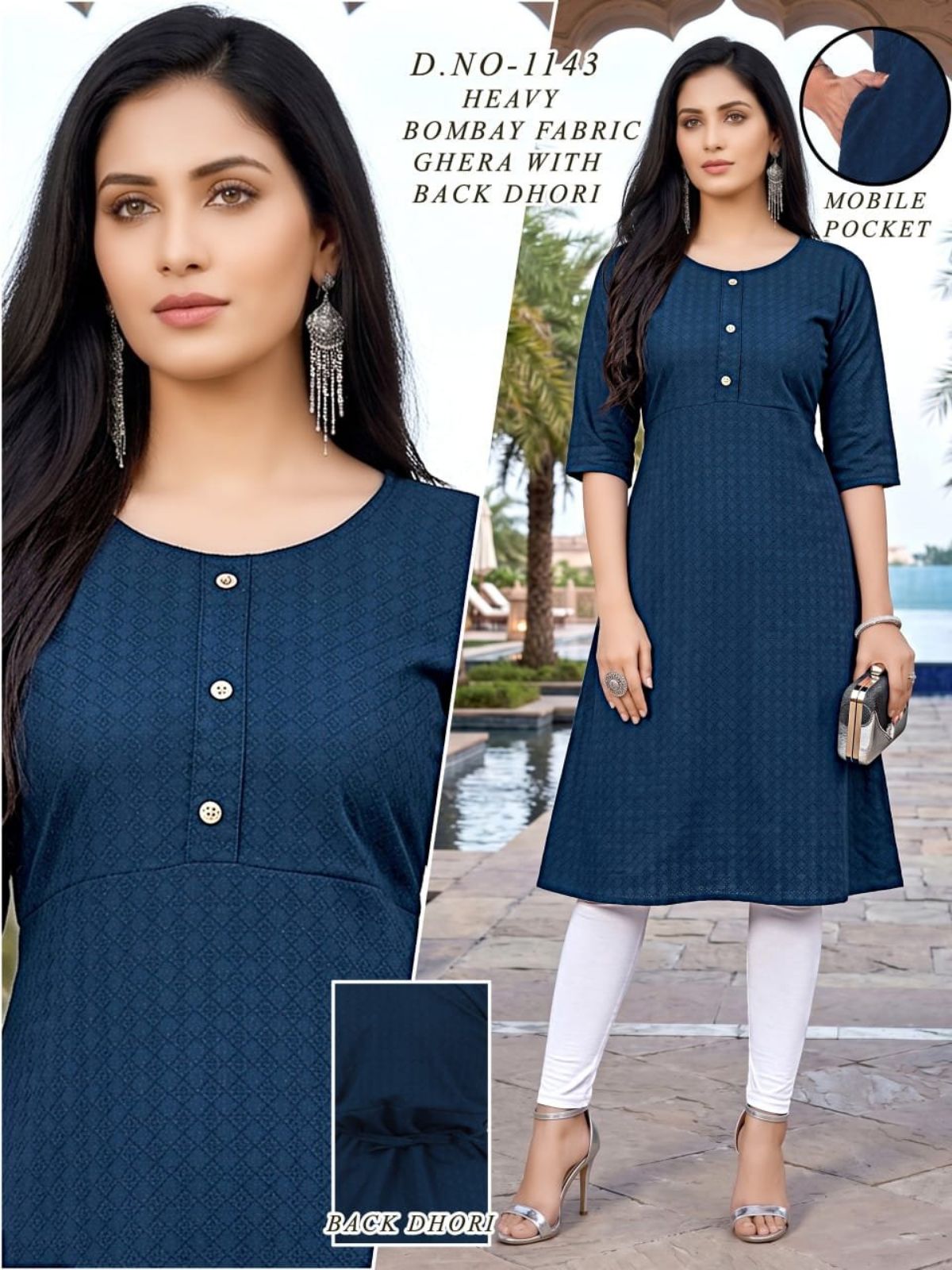 Women's Bombay Ghera With Back Dori and Mobile Pocket Suit-1143