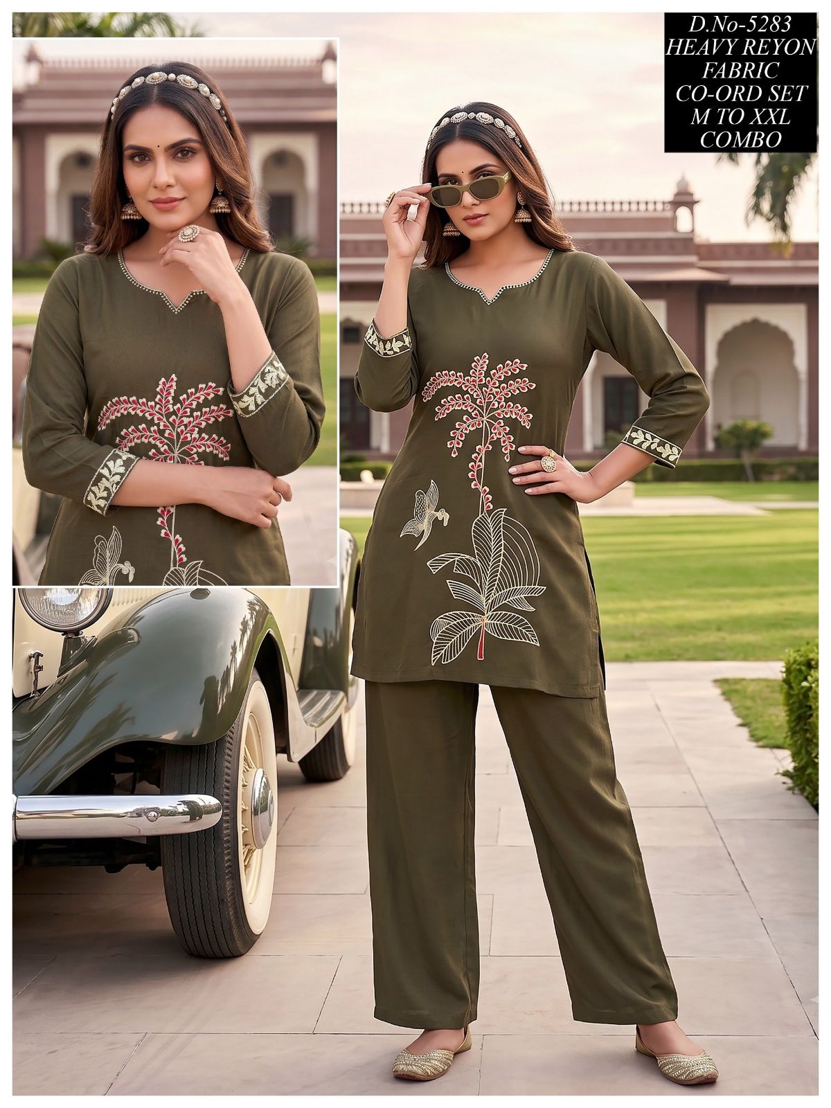 Women's Ethnic Rayon Top Bottom Co-Ord Set- 5283