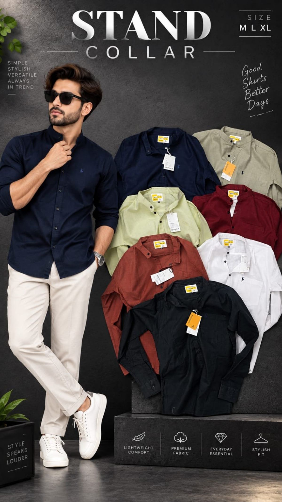 Men's Imported Linen Stand Coller Shirts