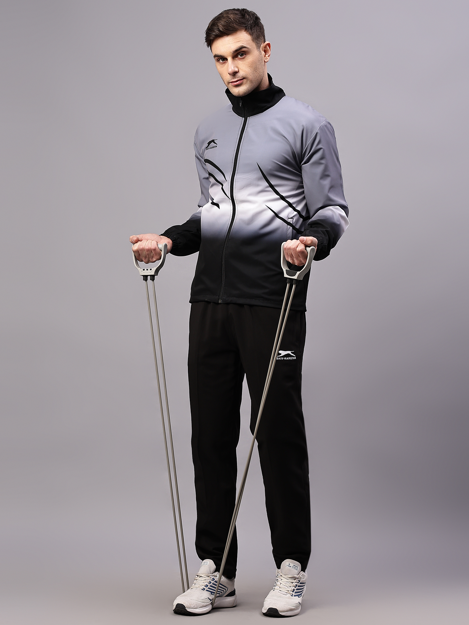 Men's Tracksuit  E-SNTSNXFS965_Black/D.Grey/White_XL_NS Spandex