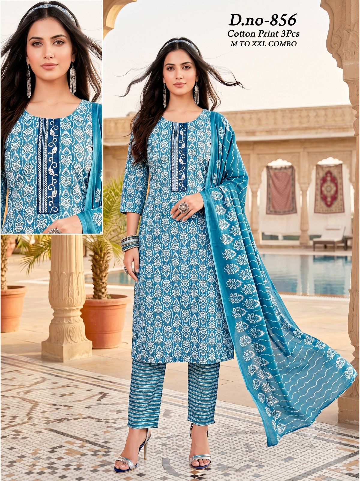 Women's Cotton 3 Pcs Set- 856