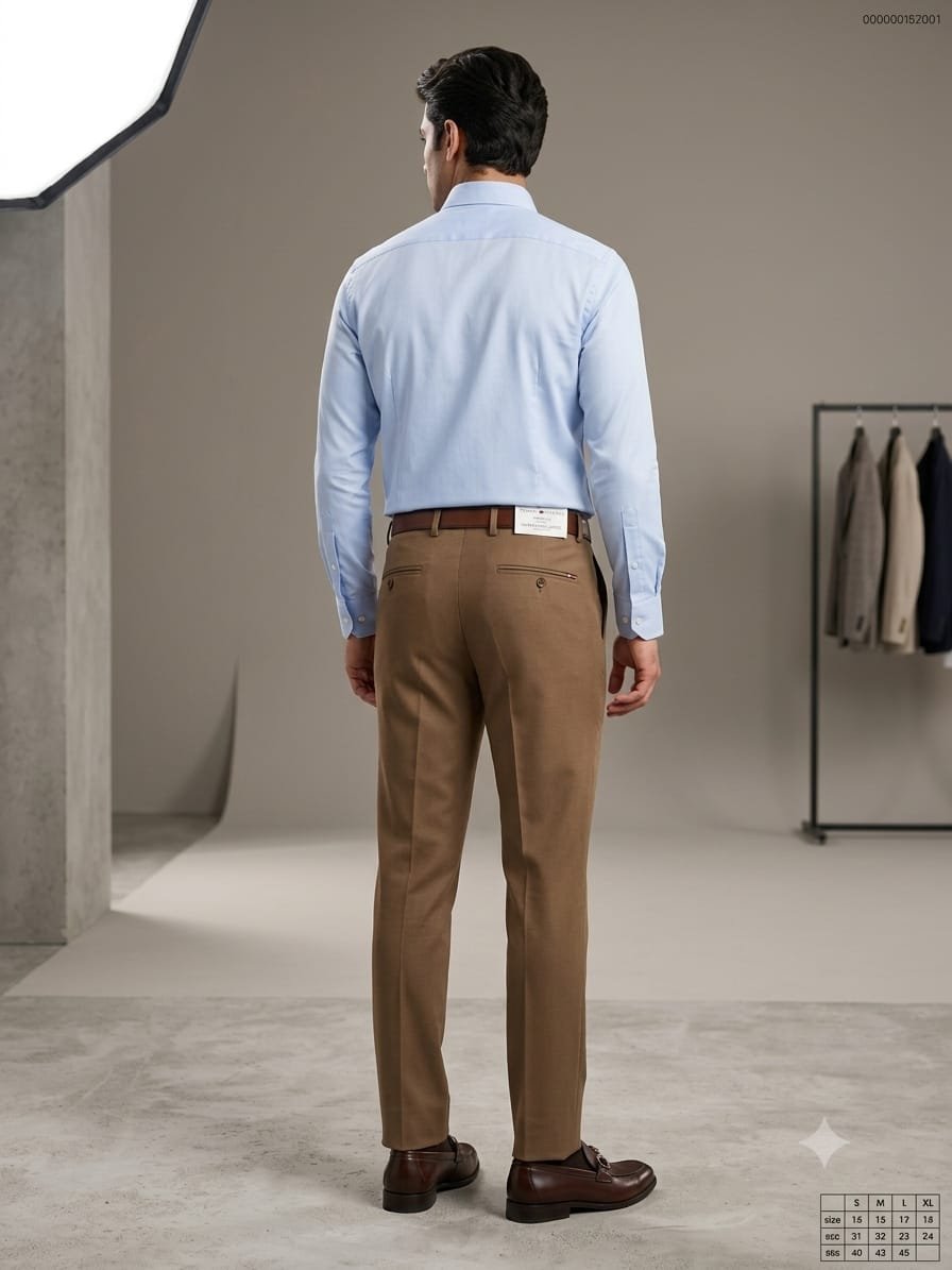 Updry Men's Narrow Twill Formal Pants- Brown