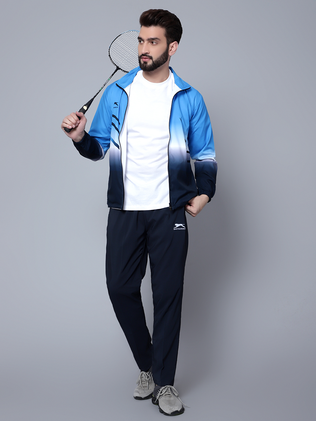 Men's Tracksuit  E-SNTSNXFS965_Navy/Cyan/White_S_NS Spandex