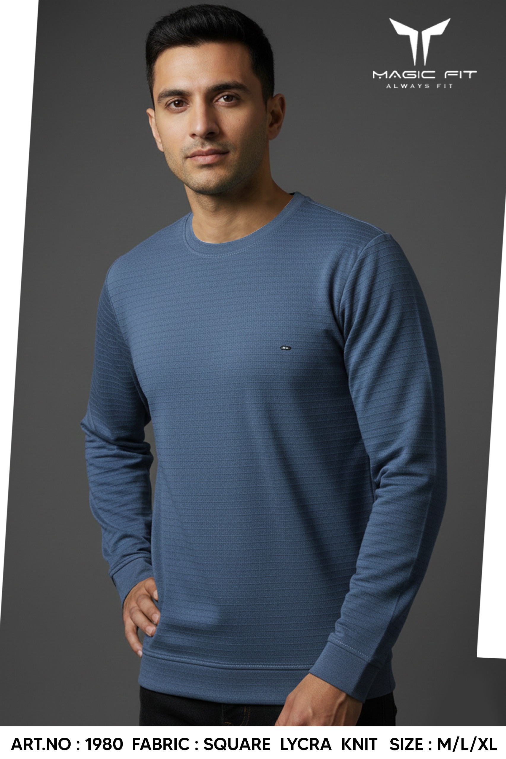 BRAND :-MagicFit  MENS Full Sleeve Round Neck Tshirt,1980/1777:M