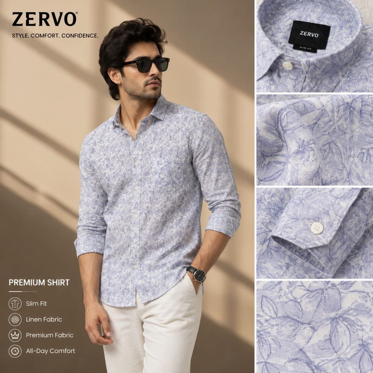 Zervo Men's Linen Printed Shirts