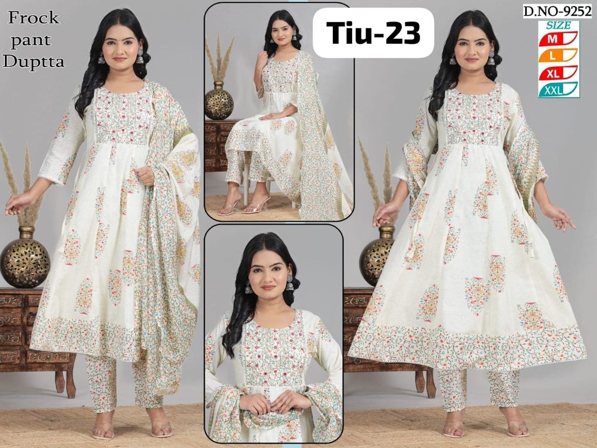 Women's Ethnic Wear Cotton ghera Set with Heavy Dupatta-Tiu-23