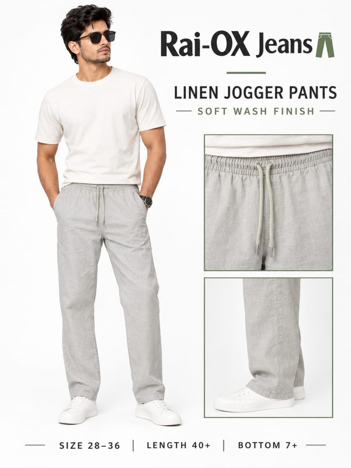 Men's Linen Joggers Pants- Rai Ox