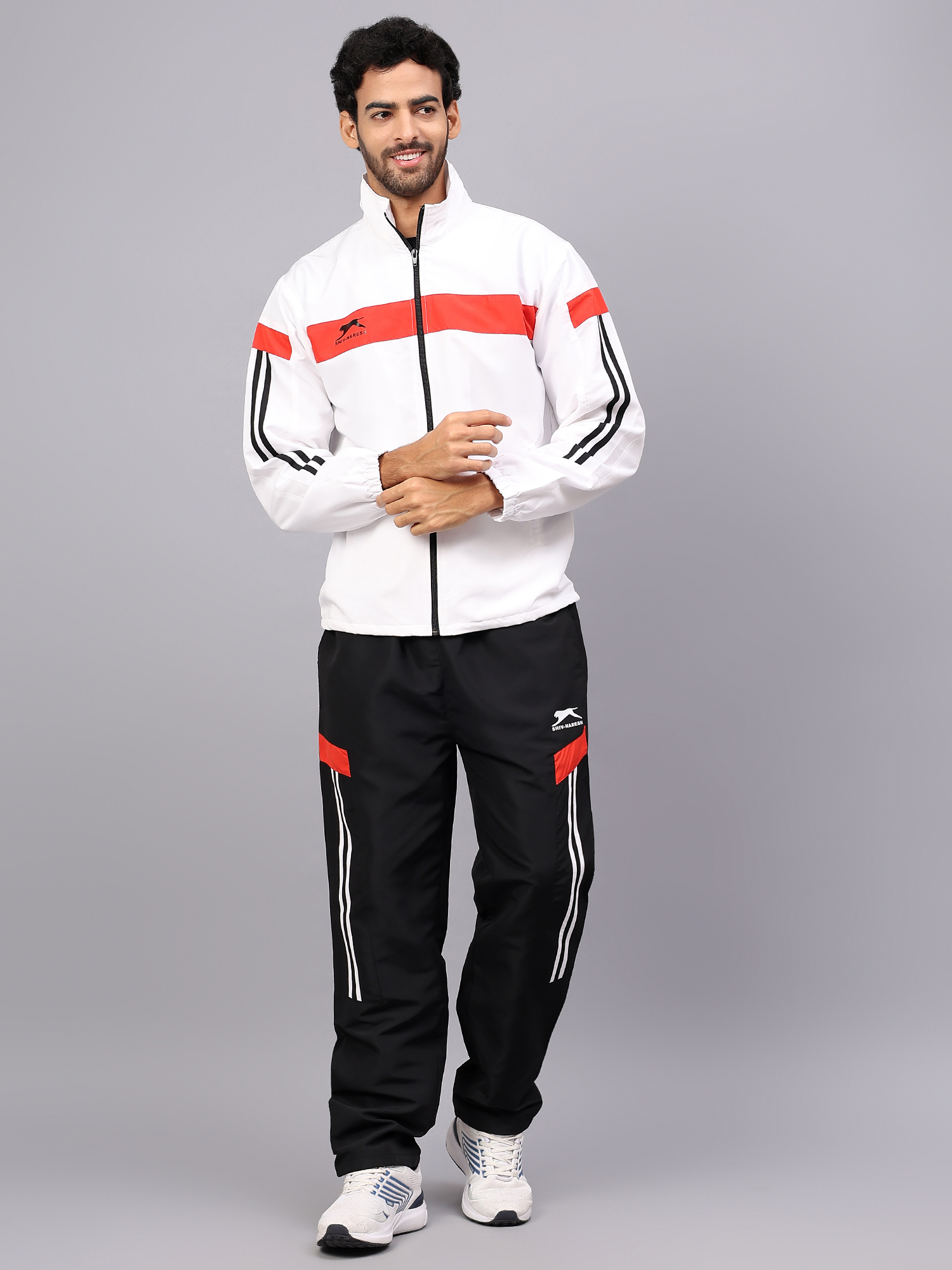 Men's Tracksuit  449B-White/Red/Black-S-TZ