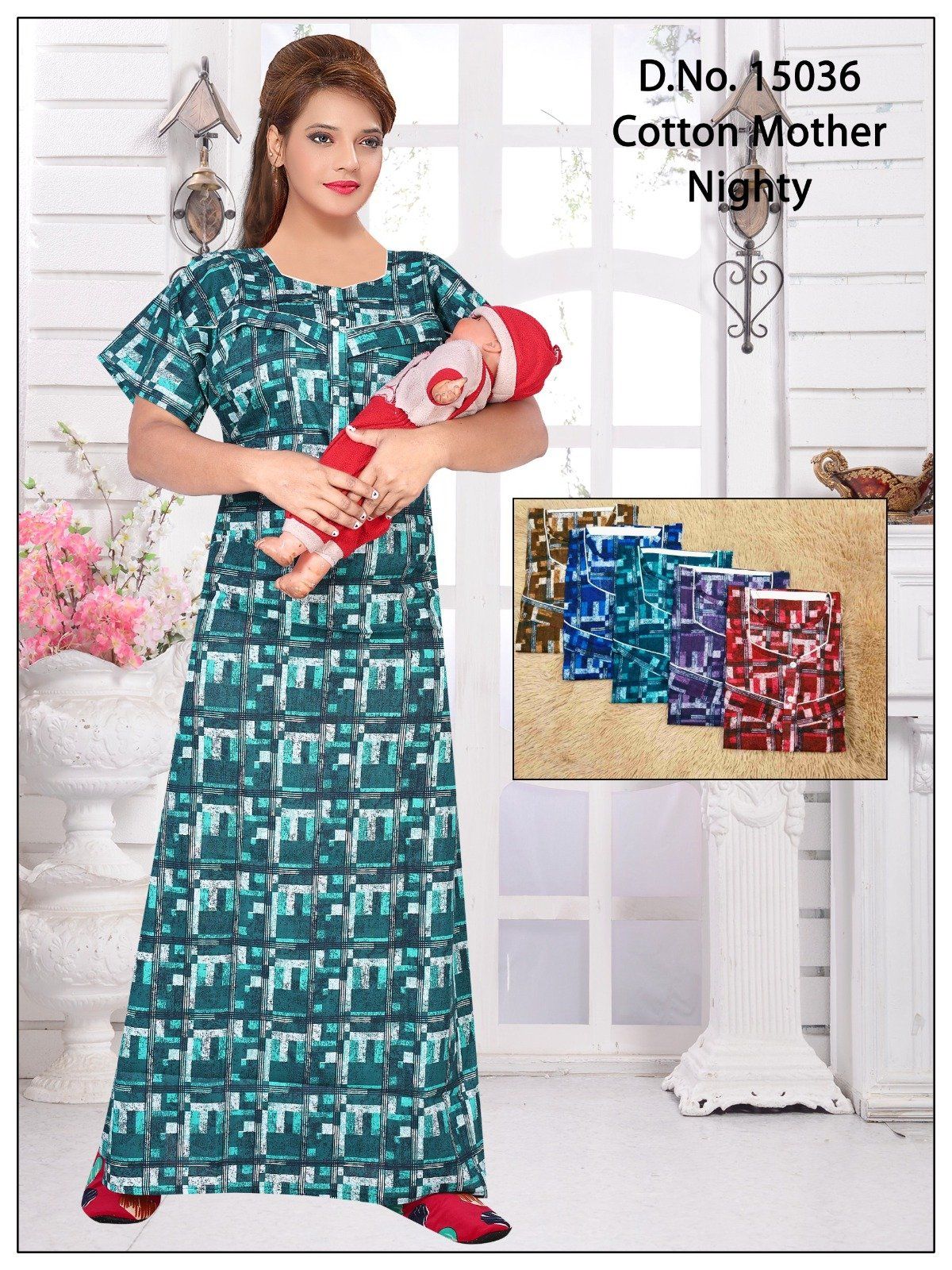 Seven Cross Cotton Mother Nighty D No-15034