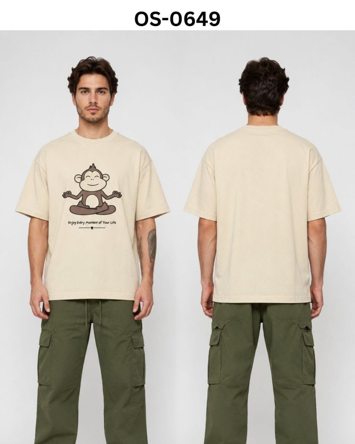 TOMHIDDLE MENS OVERSIZED PRINTED DOWN SHOULDER T-SHIRT- A4-OS-0649