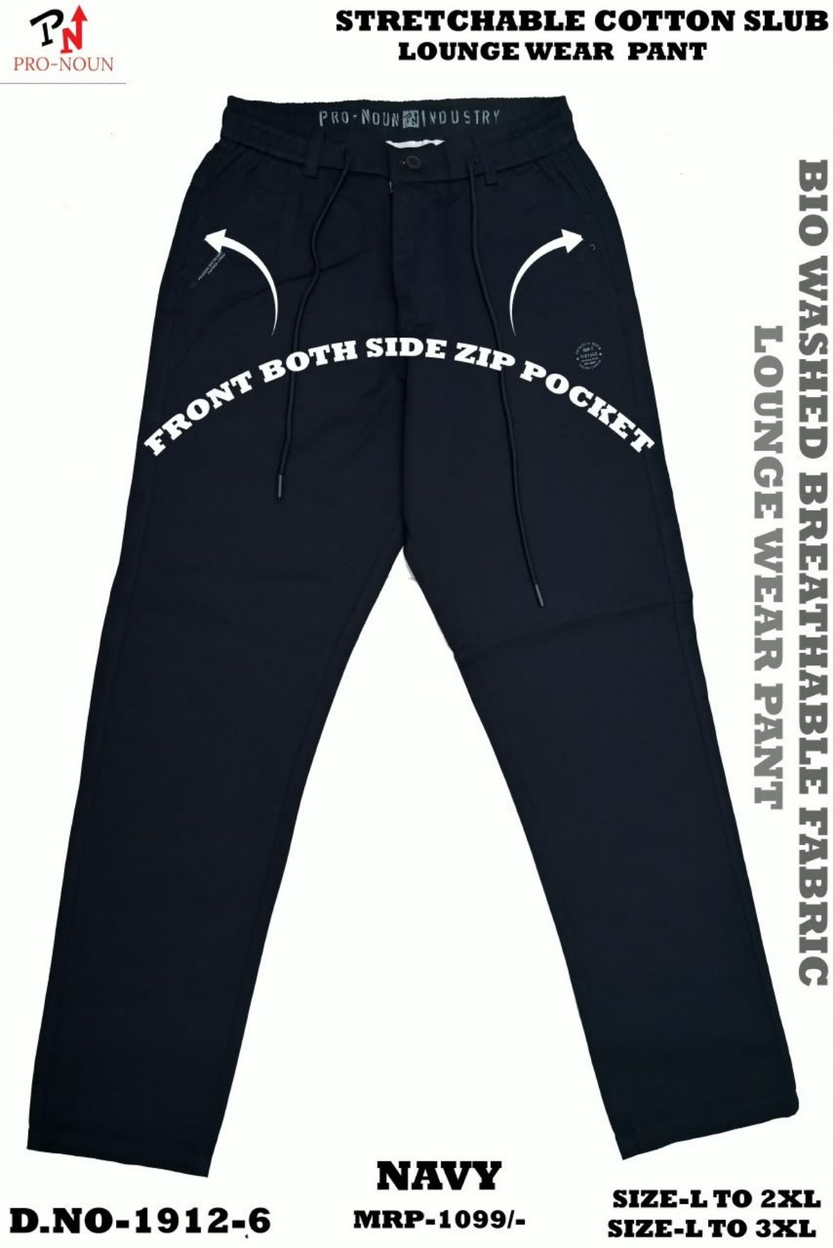 Pro-Noun Men's Cotton Slub Lounge Wear Pants -1812
