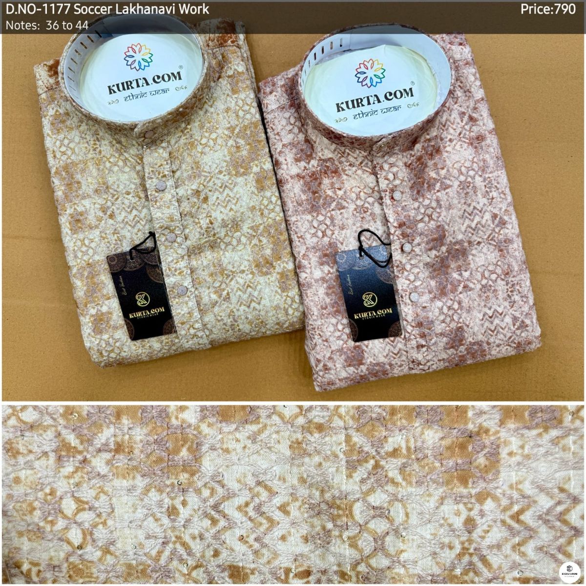 Soccer Lakhnavi Work Kurta Only-1177