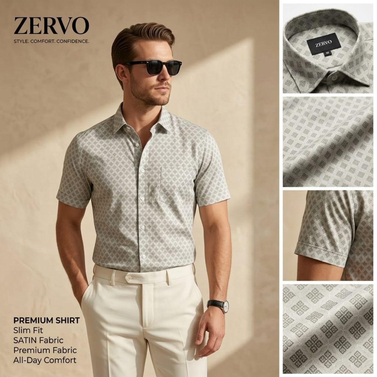 Zervo Men's Satin Printed Shirts