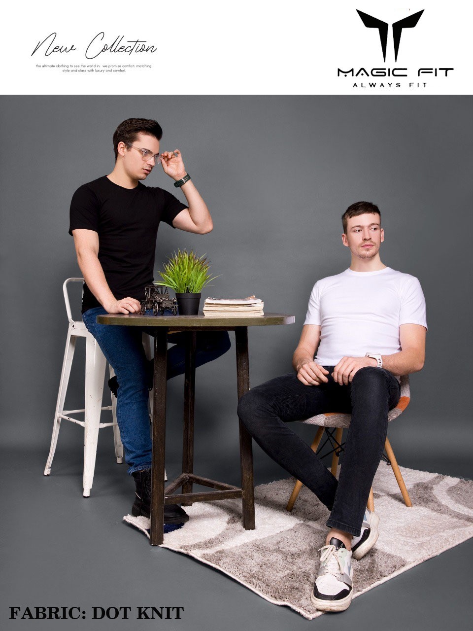 Mens Half Sleeve Round Neck Dotknit Tshirt