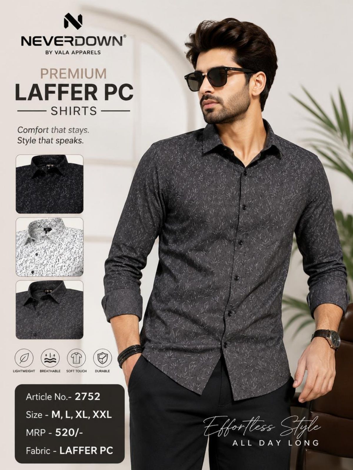Never Down Men's Laffer PC Shirts