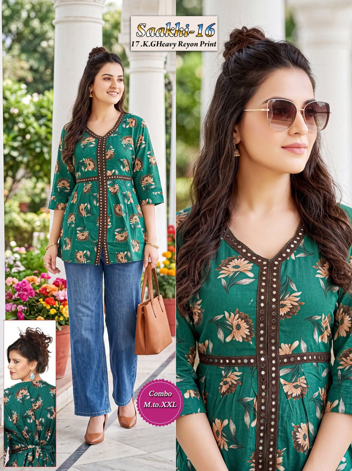Shree Surbhi Women's Rayon Mirror Work Short Kurti-  Saakhi-16