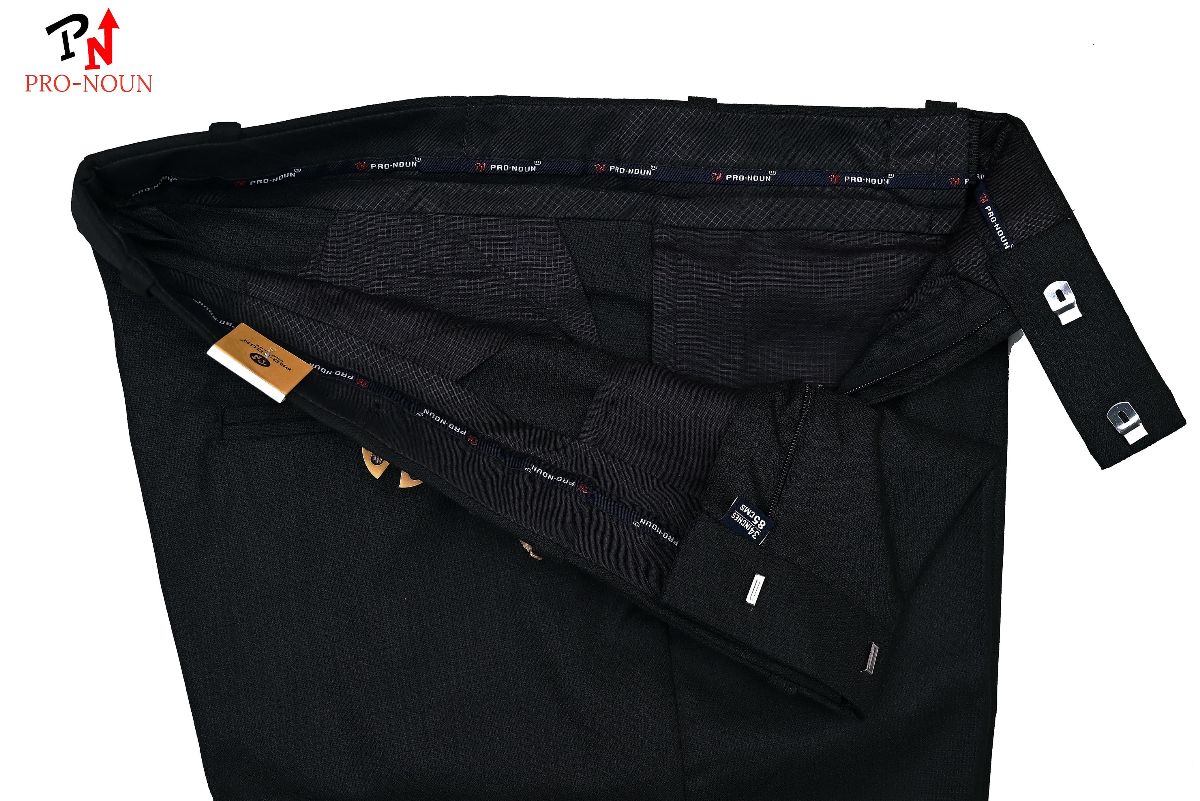 Pro-Noun Men's  Formal Trouser Pants With Adjustable belt D No- Galaxy 231-7-197 (30-36)- Black