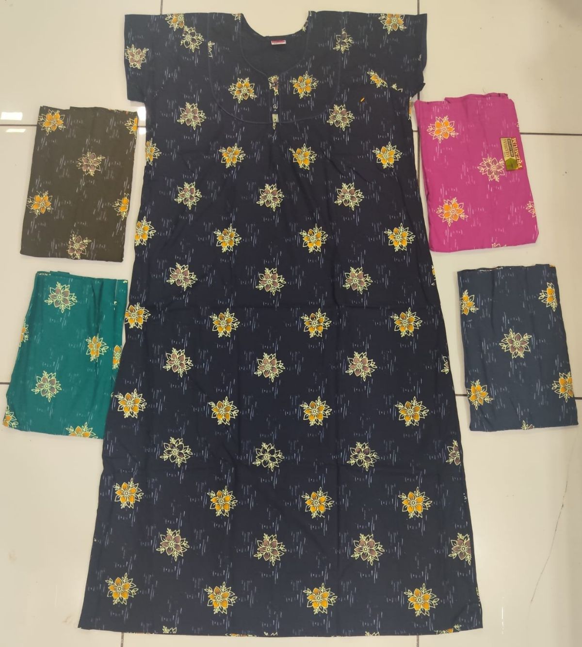 Women Pure Cotton 2 Button Piping Maxi