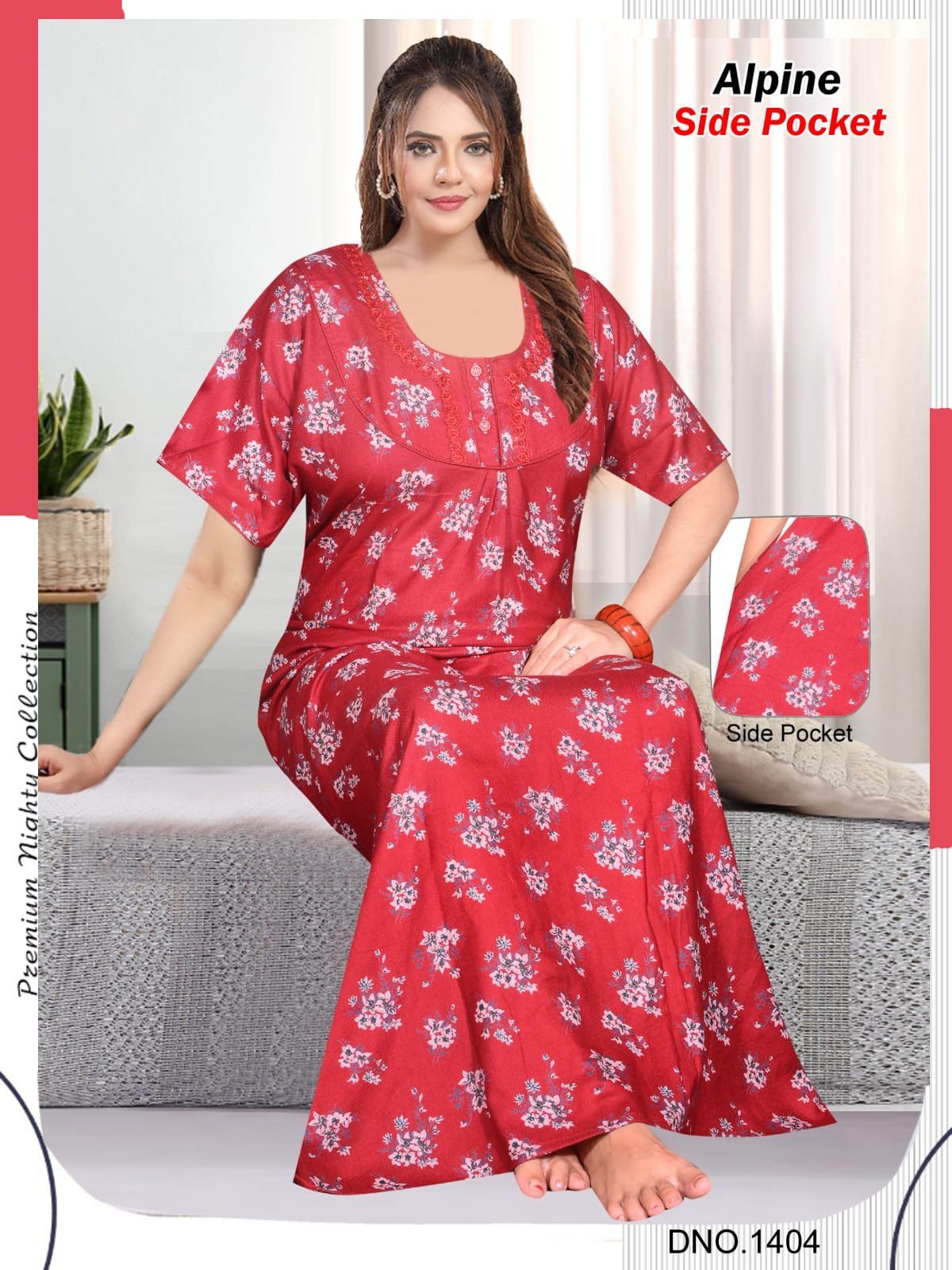 Women's Alpine Premium Nighties 2 Button GPO Lace