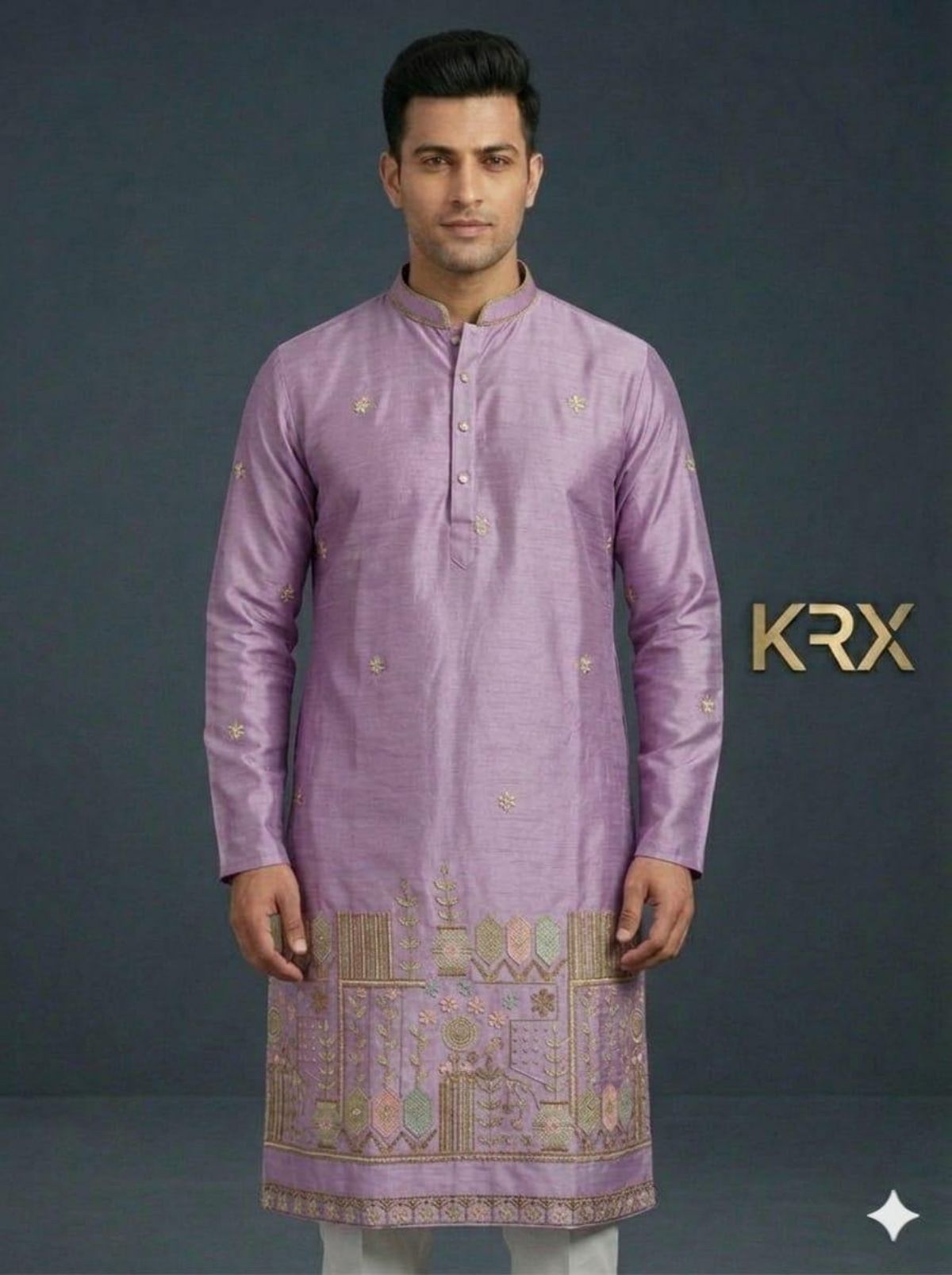 KRX Men's Designer Silk Kurta Pajama Set