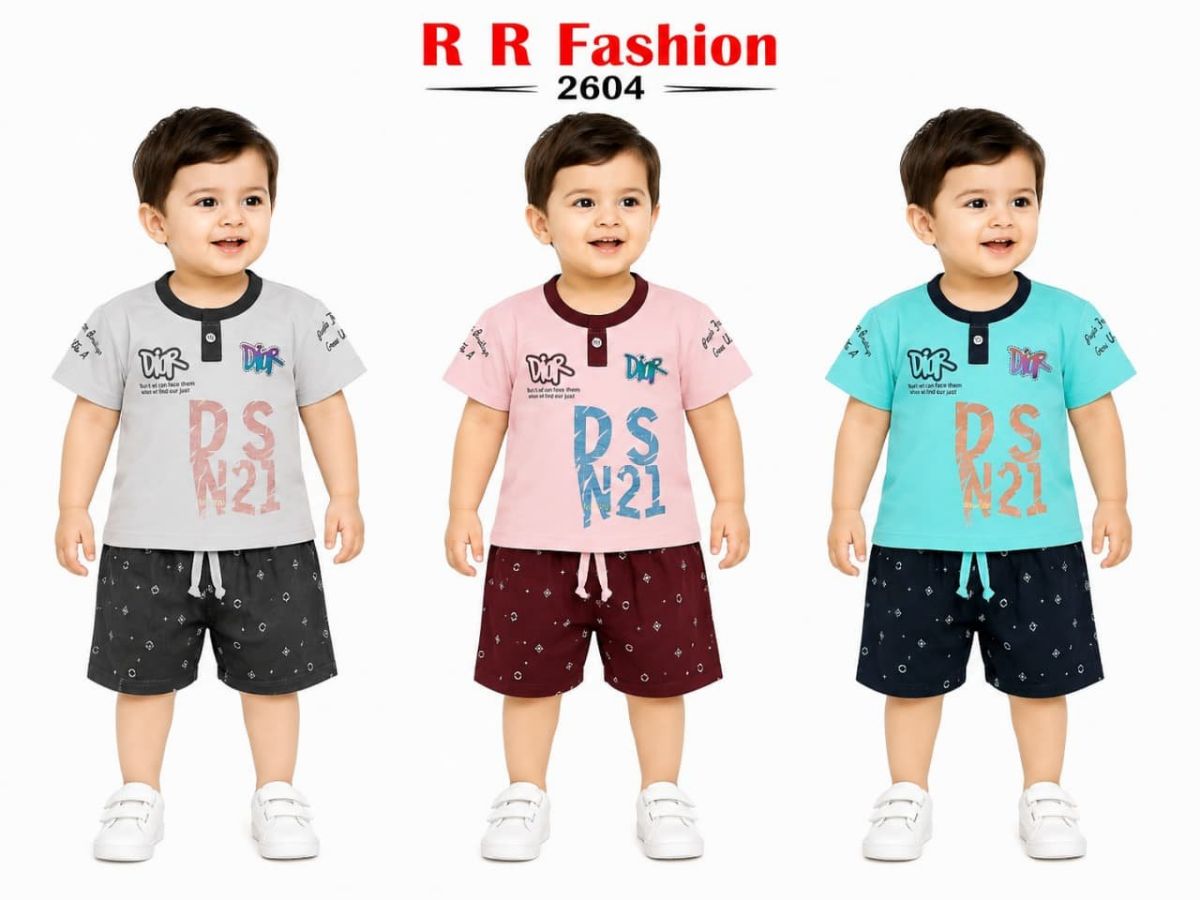 R R FASHION- Kids T-shirt & nikker Clothing Set- 2604