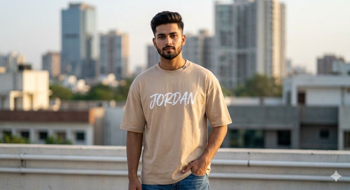 Men's Half Sleeve Cotton Lycra Down shoulder Jordan T-shirts