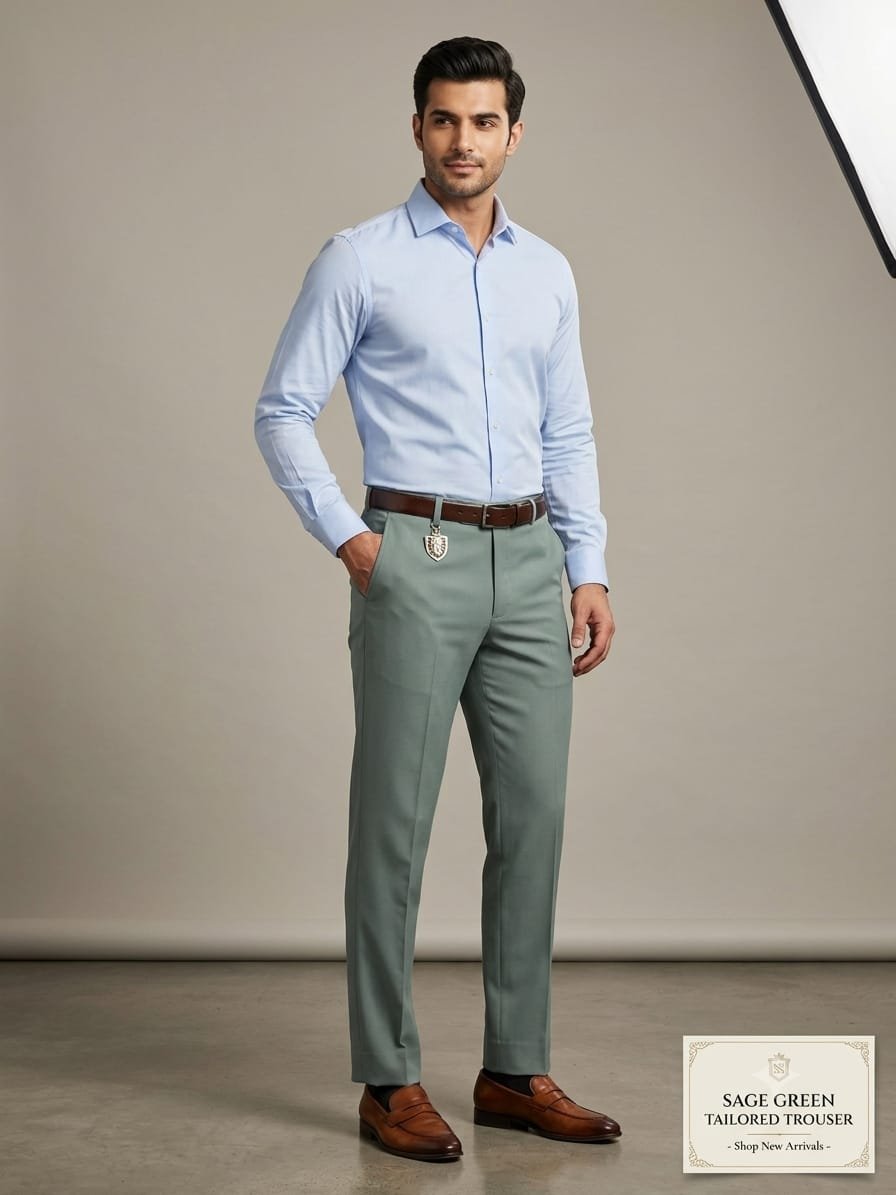 Updry Men's Narrow Twill Formal Pants-Mint Green