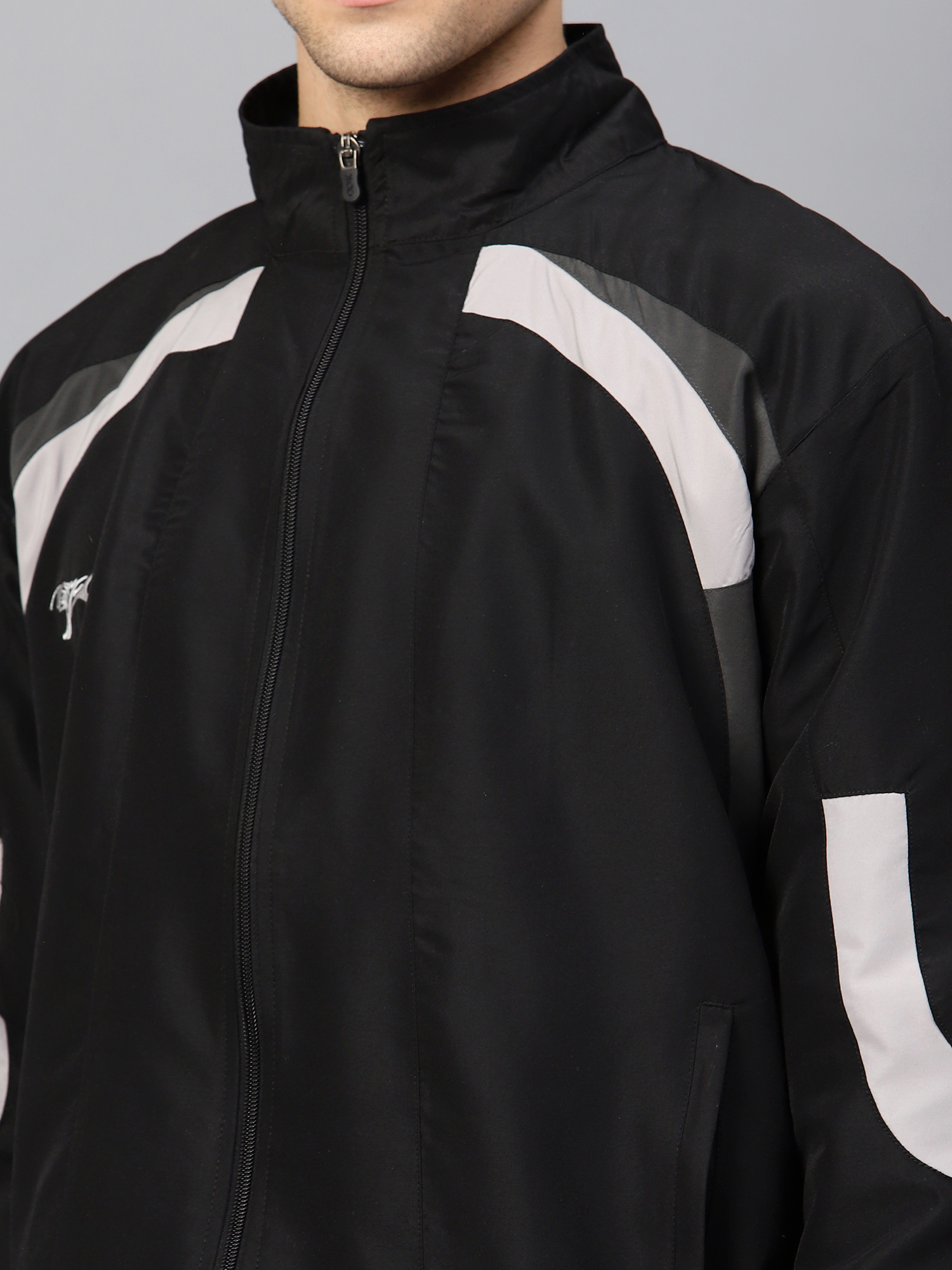 Men's Tracksuit  444B-Black/Dark Grey/White-L-TZ