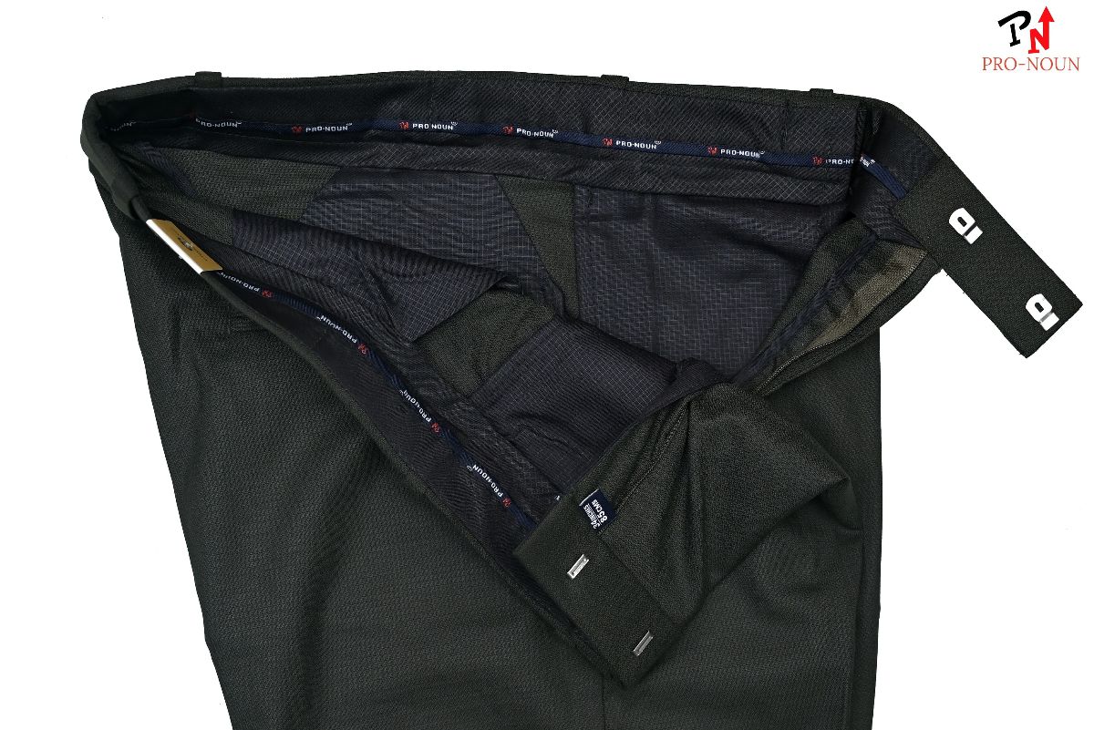 Pro-Noun Men's  Formal Trouser Pants With Adjustable belt D No- Galaxy 231-7-197 (32-38)- Green
