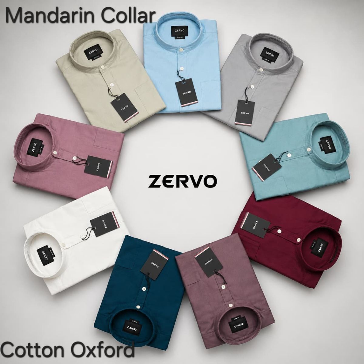 Zervo Men's TFO Cotton Oxford Shirts (Mandarin Coller)