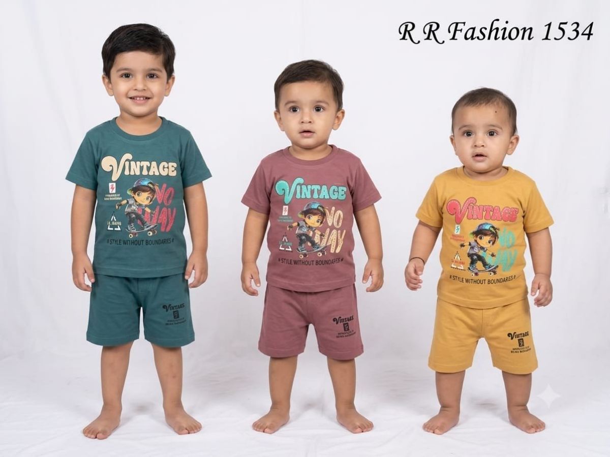 R R FASHION- Kids T-shirt & nikker Clothing Set-1534