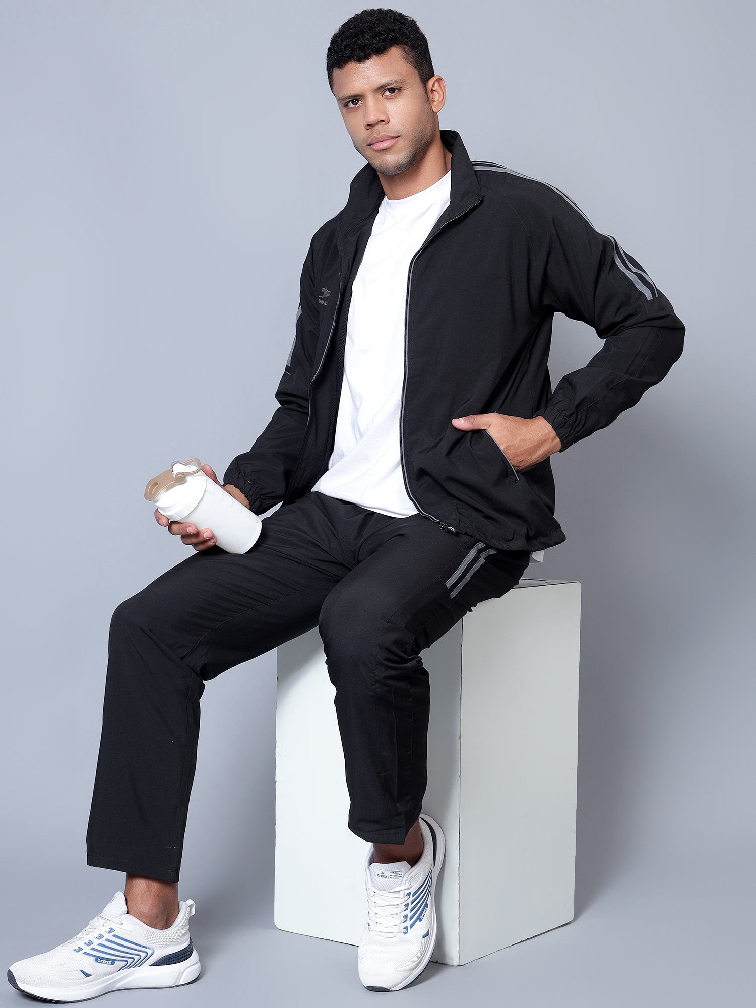 Men's Tracksuit  478A-Black/Dark Grey-XL-TZ